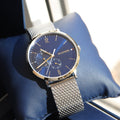 Tommy Hilfiger Brooklyn Quartz Blue Dial Silver Mesh Bracelet Watch for Men - 1791505