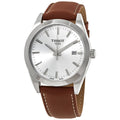 Tissot Gentleman Silver Dial Brown Leather Strap Watch For Men - T127.410.16.031.00