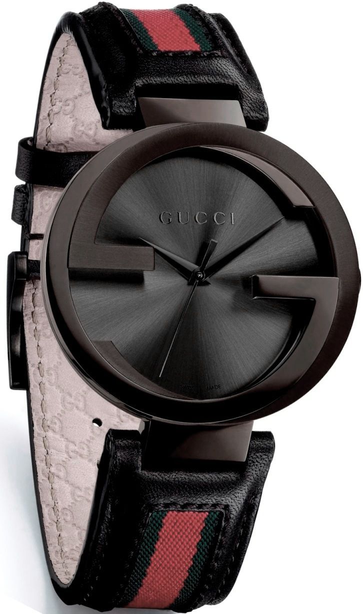 Gucci Interlocking XL Analog Black Dial Two Tone Nylon Strap Watch For Men - YA133206