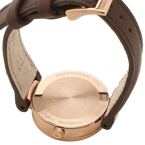 Gucci Interlocking Mother of Pearl Dial Brown Leather Strap Watch For Women - YA133516