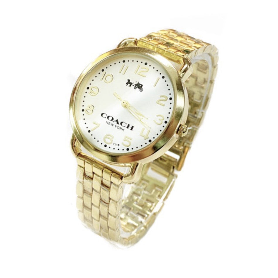 Coach Delancey White Dial Gold Steel Strap Watch for Women - 14502241