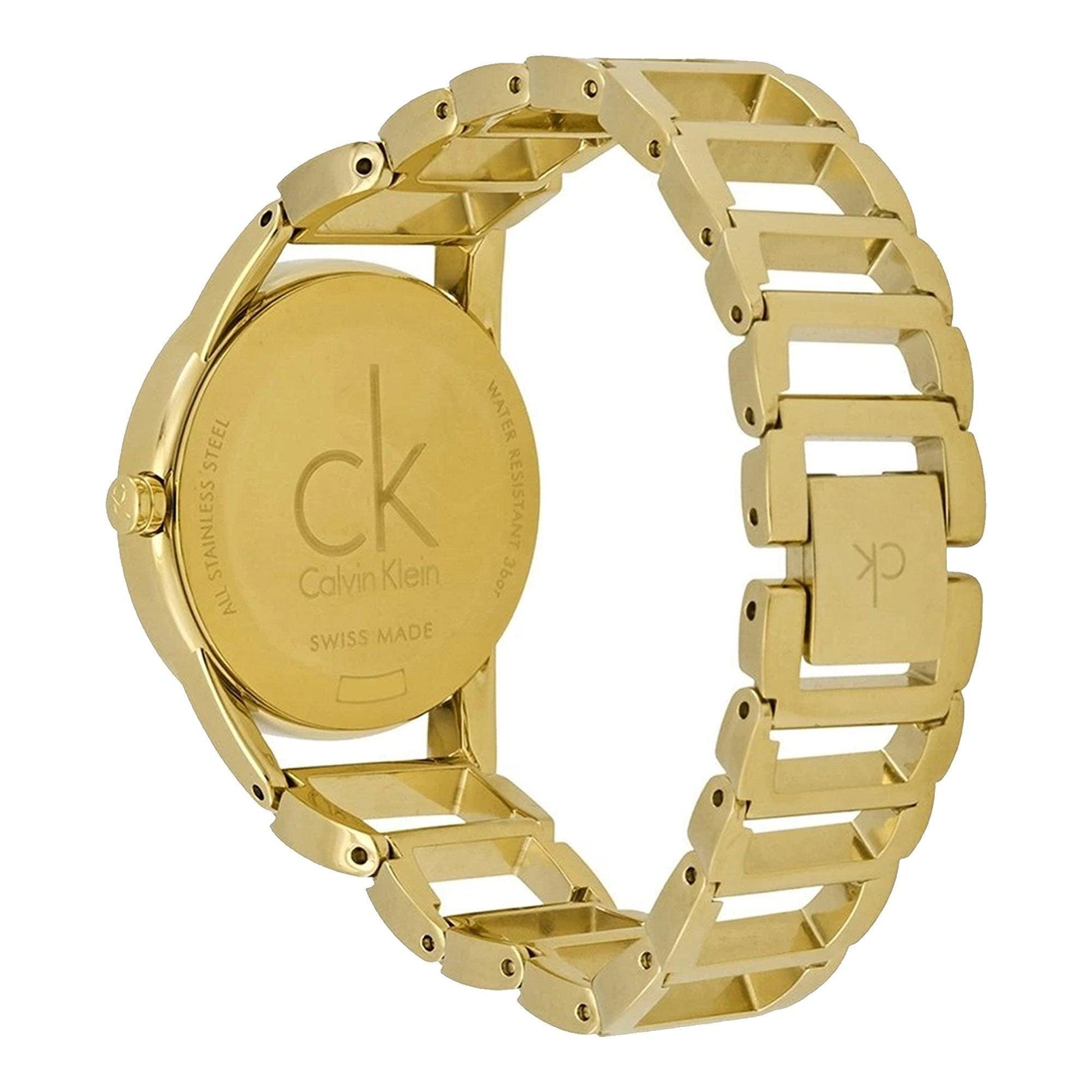 Calvin Klein Stately White Dial Gold Steel Strap Watch for Women - K3G2352W