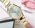 Calvin Klein Dainty White Dial Gold Steel Strap Watch for Women - K7L23546