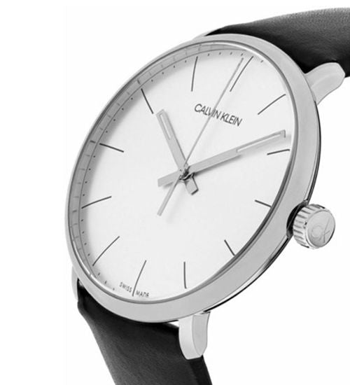 Calvin Klein High Noon Quartz White Dial Black Leather Strap Watch for Men - K8M211C6