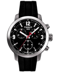 Tissot PRC 200 Chronograph Black Dial Black Rubber Strap Watch for Men - T114.417.17.057.00