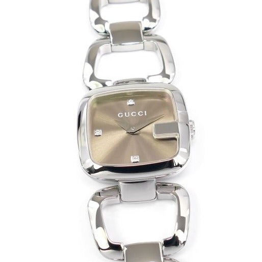 Gucci G-Gucci Quartz Brown Dial Silver Steel Strap Watch For Women - YA125503