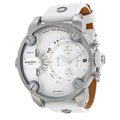 Diesel Badass Chronograph White Dial White Leather Strap Watch For Men - DZ7265