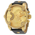 Diesel Mr Daddy Gold Dial Black Leather Strap Watch For Men - DZ7363