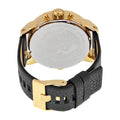 Diesel Mr Daddy Gold Dial Black Leather Strap Watch For Men - DZ7363