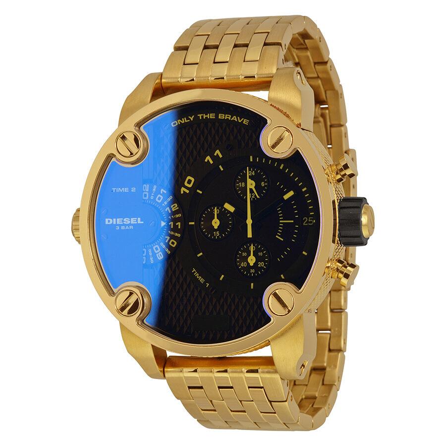 Diesel Mr Daddy Blue Dial Gold Stainless Steel Watch For Men - DZ7347