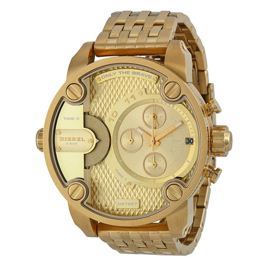 Diesel Big Daddy Analog Gold Dial Gold Stainless Steel Watch For Men - DZ7287