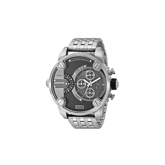 Diesel Little Daddy Chronograph Black Dial Silver Stainless Steel Watch For Men - DZ7259