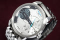 Diesel Mini Daddy Dual Time Silver Dial Stainless Steel Watch For Men - DZ7305