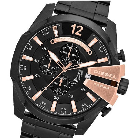 Diesel Mega Chief Black Dial Black Stainless Steel Watch For Men - DZ4309