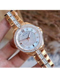 Bulova Crystal Collection Silver Dial Rose Gold Steel Strap Watch for Women - 98L229