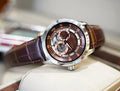 Bulova Classic Skeleton Automatic Brown Dial Brown Leather Strap Watch for Men - 96A120