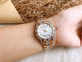 Bulova Crystal Mother of Pearl Dial Rose Gold Steel Strap Watch for Women - 98L197