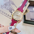 Burberry The City White Dial Pink Haymarket Leather Strap Watch for Women - BU9149