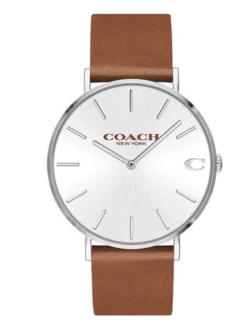 Coach Charles Silver Dial Brown Leather Strap Watch for Men - 14602152