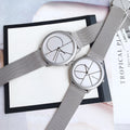 Calvin Klein Minimal White Dial Silver Mesh Bracelet Watch for Men - K3M5115X