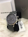 Emporio Armani Luigi Chronograph Quartz Grey Dial Grey Leather Strap Watch For Men - AR1735