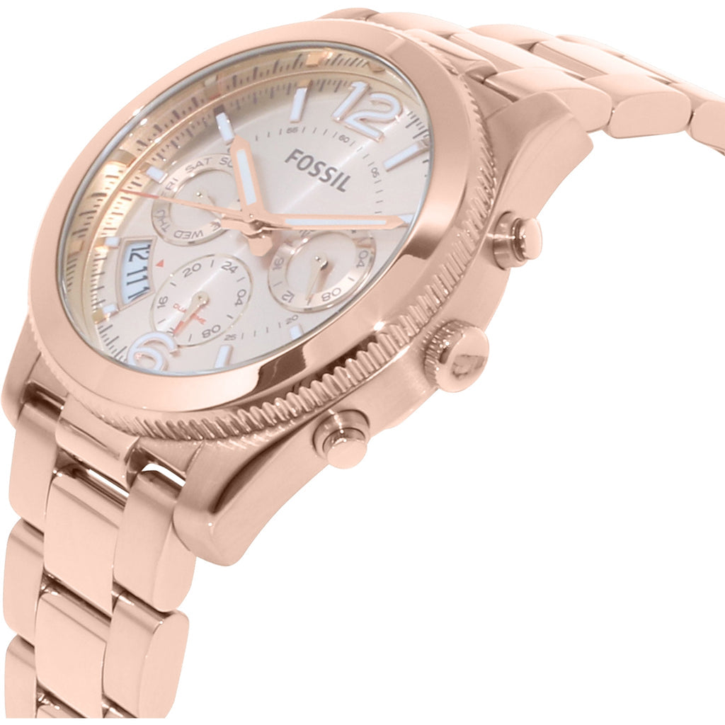 Fossil Boyfriend Multifunction Rose Gold Dial Rose Gold Steel Strap Watch for Women - ES3885