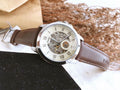 Fossil Grant Automatic White Dial Brown Leather Strap Watch for Men - ME3052