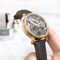 Fossil Boyfriend Skeleton Automatic Grey Dial Grey Leather Strap Watch for Women - ME3089