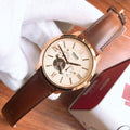 Fossil Townsman Beige Dial Brown Leather Strap Watch for Men - ME3105