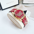 Gucci G Timeless Quartz Red Dial Red Leather Strap Watch For Women - YA1264054