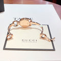 Gucci Horsebit Black Dial Rose Gold Steel Strap Watch For Women - YA139507