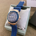 Guess Zena Blue Dial Blue Silicone Strap Watch For Women - W1094L2