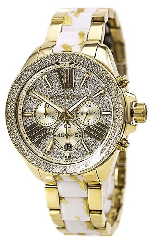 Michael Kors Wren Gold Diamonds Dial Two Tone Steel Strap Watch for Women - MK6157