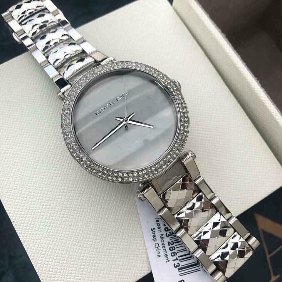 Michael Kors Parker Mother of Pearl Silver Steel Strap Watch for Women - MK6424