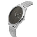 Calvin Klein Minimal Gray Dial Silver Mesh Bracelet Watch for Men - K3M21123