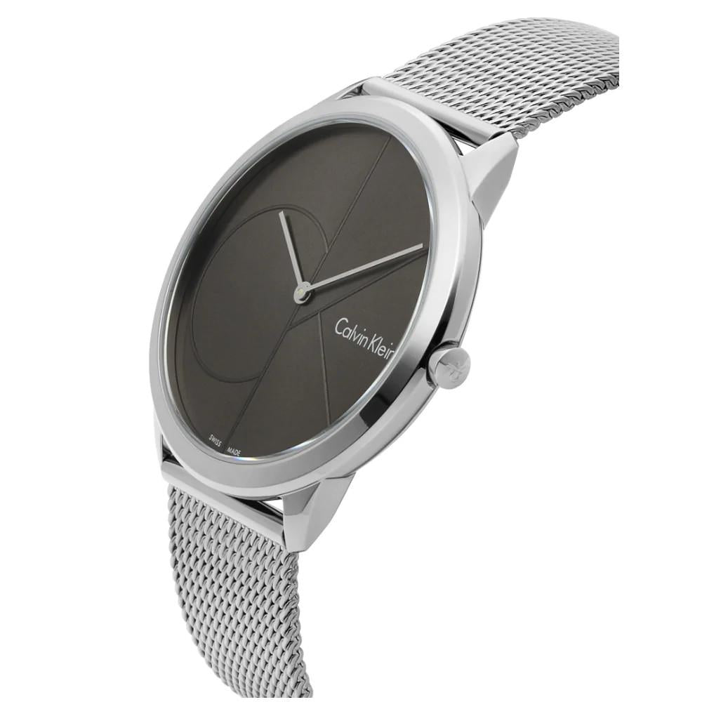 Calvin Klein Minimal Gray Dial Silver Mesh Bracelet Watch for Men - K3M21123