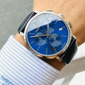 Calvin Klein Chronograph Blue Dial Black Leather Strap Watch for Men - K8Q371CN