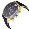 Emporio Armani Chronograph Blue Dial Blue Leather Strap Watch For Men - AR1862