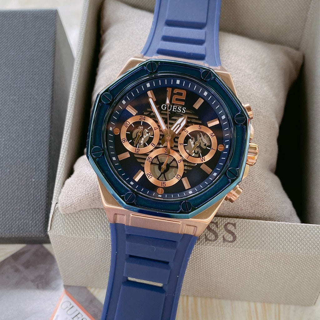 Guess Momentum Chronograph Blue Dial Blue Rubber Strap Watch for Men - GW0263G2