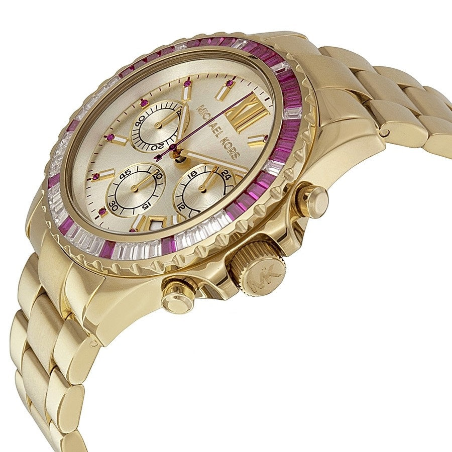 Michael Kors Everest Chronograph Gold Dial Gold Steel Strap Watch for Women - MK5871