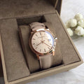 Burberry The City Beige Dial Beige Leather Strap Watch for Women - BU9109