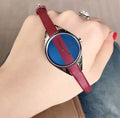 Calvin Klein Rebel Blue Dial Maroon Leather Strap Watch for Women - K8P231UN