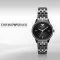 Emporio Armani Ceramica Black Dial with Crystals Black Ceramic Strap Watch For Women - AR1478