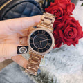 Michael Kors Catlin Black Diamonds Dial Rose Gold Steel Strap Watch for Women - MK3356