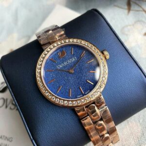 Swarovski Daytime Crystals Blue Dial Rose Gold Steel Strap Watch for Women - 5182277