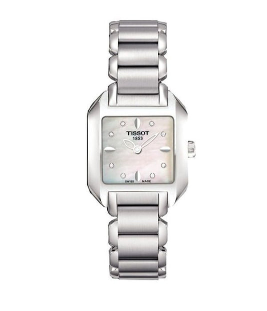 Tissot T Wave Diamonds Mother of Pearl Dial Silver Steel Strap Watch for Women - T02.1.285.74