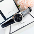 Gucci G Timeless Quartz Black Dial Black Leather Strap Watch For Men - YA1264031