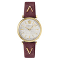 Versace V-Twist Silver Dial Red Leather Strap Watch for for Women - VELS00519