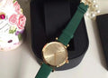 Emporio Armani Retro Champagne Beige Dial Green Leather Strap Watch For Women - AR1726