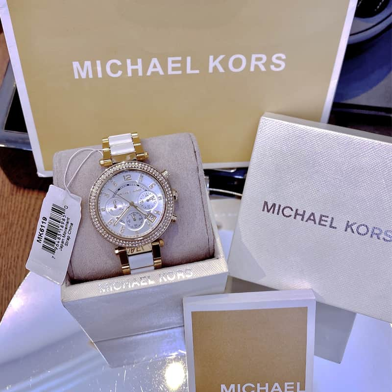 Michael Kors Parker White Dial Two Tone Steel Strap Watch for Women - MK6119